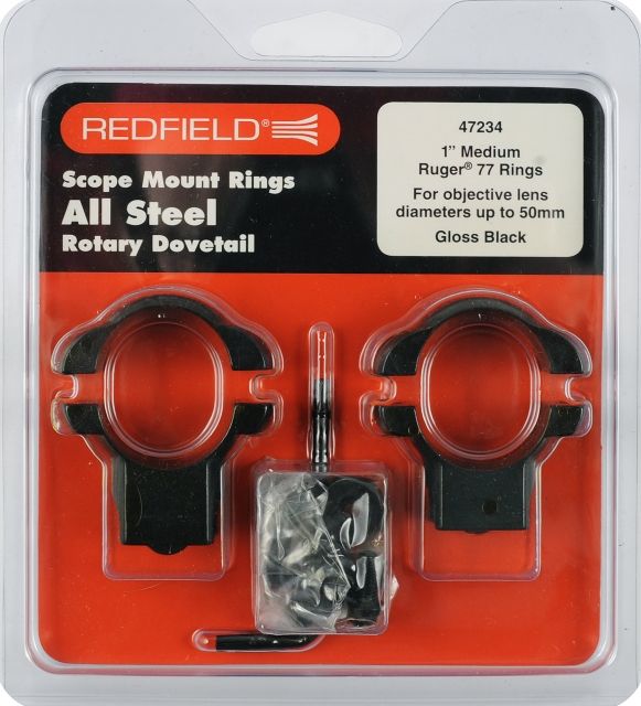 Redfield Ruger M77 Rifle Scope Steel Rings - 1in Medium Black
