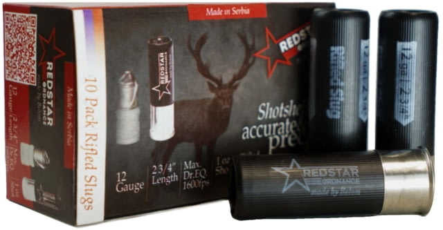 Star Ordnance 12 Gauge 1oz 2 3/4in Rifled Slug Centerfire Shotgun 10 Rounds Black Ammo