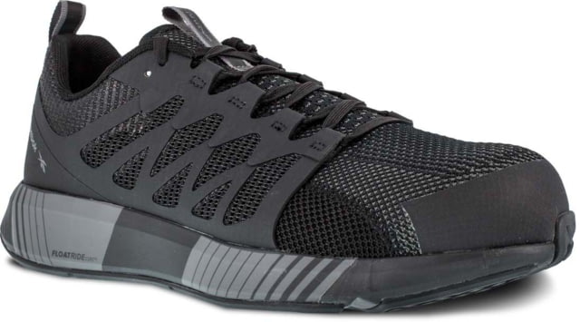 Reebok Fusion Flexweave Athletic Work Shoes w/Composite Toe - Mens Black/Gray 4 US Regular