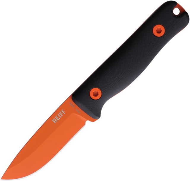 Reiff Knives F3 XC Fixed Blade Knife 6.75in Overall 3in Orange Cerakote CPM-3V Carbon Steel Drop Point Blade Black G10 Handle Black Kydex Belt Sheath - Reiff Knives