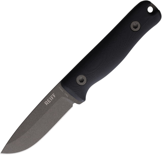 Reiff Knives F3 XC Fixed Blade Knife 6.75in Overall 3in Gray Cerakote CPM-3V Carbon Steel Drop Point Blade Black G10 Handle Brown Leather Belt Sheath - Reiff Knives