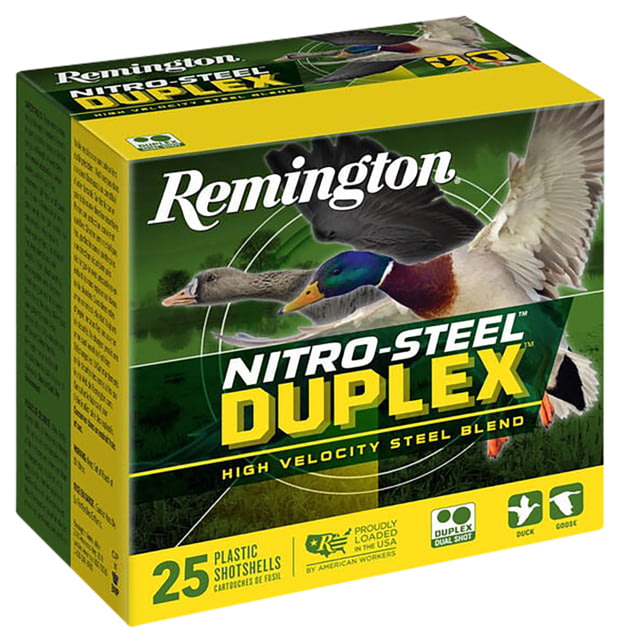 Remington Nitro Steel Duplex 12 Gauge 2x4 3in Shotgun Ammo 1.25oz Steel 1450 FPS 25 Rounds