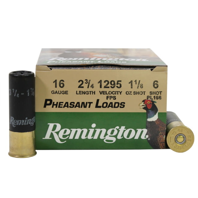 ington Pheasant Loads 16 Gauge 1 1/8oz 2.75in 1295 Ft/s #6 Centerfire Shotgun 25 Rounds Ammo