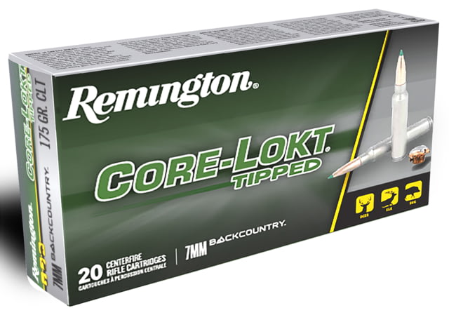 Remington 7mm Backcountry 175 Grain Core-Lokt Tipped Brass Rifle Ammo 20 Rounds