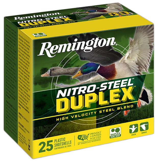 Remington Nitro Steel Duplex 12 Gauge 2x6 3in Shotgun Ammo 1450 FPS 25 Rounds ington Nitro Steel Duplex 12 Gauge 2x6 3in Shotgun 1450 FPS 25 Rounds Ammo