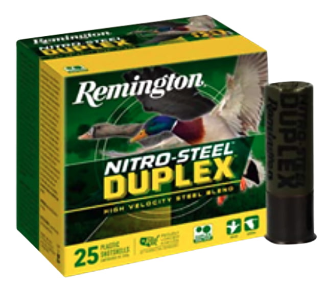 Remington Nitro Steel Duplex 12 Gauge BBx2 3in Shotgun Ammo Steel 1450 FPS 25 Rounds ington Nitro Steel Duplex 12 Gauge BBx2 3in Shotgun Steel 1450 FPS 25 Rounds Ammo