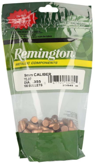 Remington Component Handgun Bullet 9mm 115 Grain Jacketed Hollow Point Pistol Bullet 100 - Remington