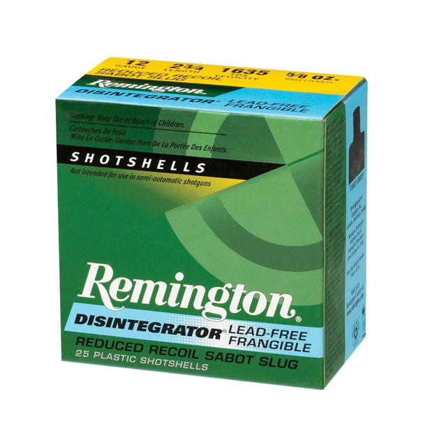 Remington Disintegrator 12 Gauge 2 3/4in LF Sabot Shotgun Slugs Ammo 250 Rounds/Case Dram : 3 3/4 - Remington