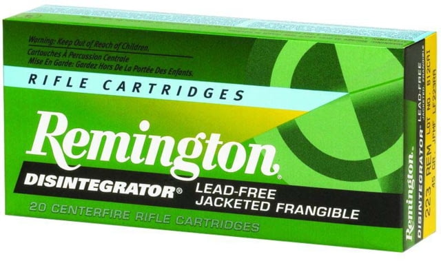 Remington Disintegrator .223 Remington 55 Grain Lead-Free Jacketed Frangible Rifle Ammo 500 Rounds - Remington