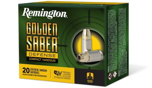 ington Golden Saber Defense Compact 10mm Auto 180 Grain Brass-Jacketed Hollow Point Nickel Plated Brass Cased Centerfire Pistol 20 Rounds Ammo