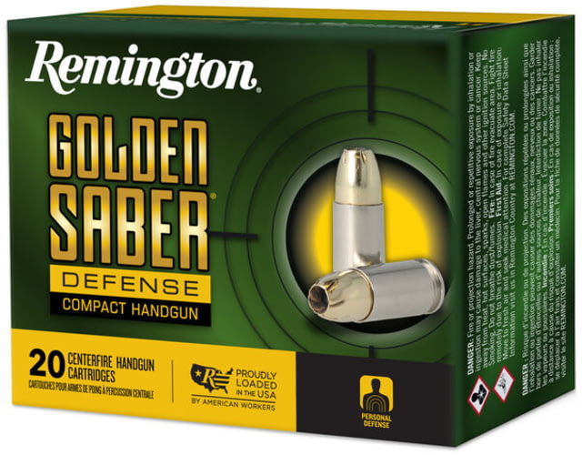 ington Golden Saber Defense Compact .38 Special P 125grain Brass-Jacketed Hollow Point Brass Cased Pistol 20 Rounds Ammo