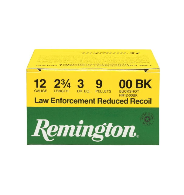 Remington Le Reduced Recoil 12 Gauge 9 Pellets 2 3/4in 00 Buckshot Shotgun Buckshot Ammo 250 Rounds/Case Dram : 3 - Remington