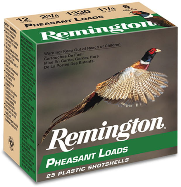 Remington Pheasant Loads 20 Gauge 1oz 2.75in 1220 Ft/s #4 Centerfire Shotgun Ammo 25 Rounds ington Pheasant Loads 20 Gauge 1oz 2.75in 1220 Ft/s #4 Centerfire Shotgun 25 Rounds Ammo