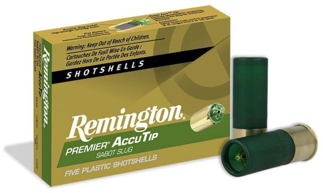 Remington Premier AccuTip Sabot 12 Gauge 385 Grain 2 3/4in Slug Shotgun Ammo 5 Rounds ington Premier AccuTip Sabot 12 Gauge 385 Grain 2 3/4in Slug Shotgun 5 Rounds Ammo