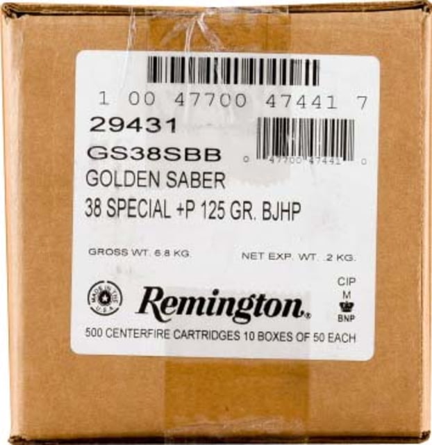 ington Premier Golden Saber .38 Special 102 Grain Brass Jacketed Hollow Point Nickel-Plated Brass Cased Pistol 500 Rounds Ammo