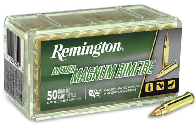 ington Premier Magnum Rimfire .17 HMR 17 Grain Jacketed Hollow Point Brass Cased Rimfire 50 Rounds Ammo