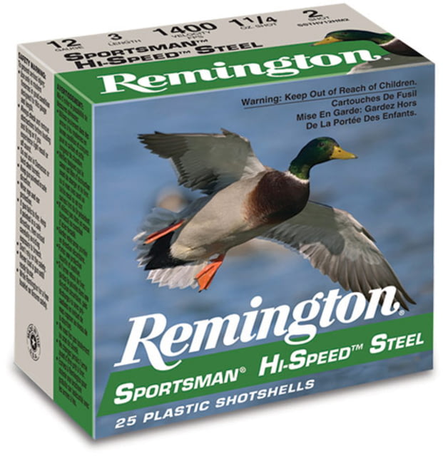 ington Sportsman Hi-Speed Steel 12 Gauge 1 1/8 Oz 2.75in 1375 Ft/s #2 Centerfire Shotgun 25 Rounds Ammo