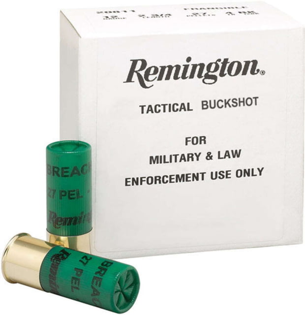 Remington Tactical Breaching 12 Gauge 27 Pellets 2 3/4in #4 Shotgun Buckshot Ammo 250 Rounds - Remington