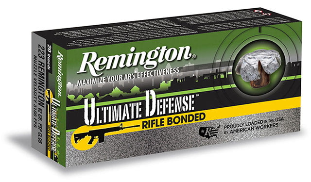 Remington Ultimate Defense Rifle Bonded .223 62 Grain Core-Lokt Ultra Bonded Pointed Soft Point Centerfire Rifle Ammo 20 Rounds