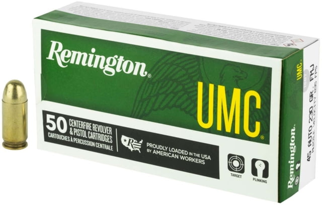 Remington UMC .45 Auto Full Metal Jacket Nickel-Plated Brass Cased Pistol Ammo 500 Rounds - Remington