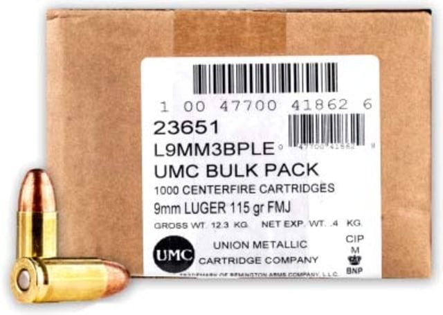 Remington UMC 9mm Luger Full Metal Jacket Pistol Ammo 1000 Rounds - Remington