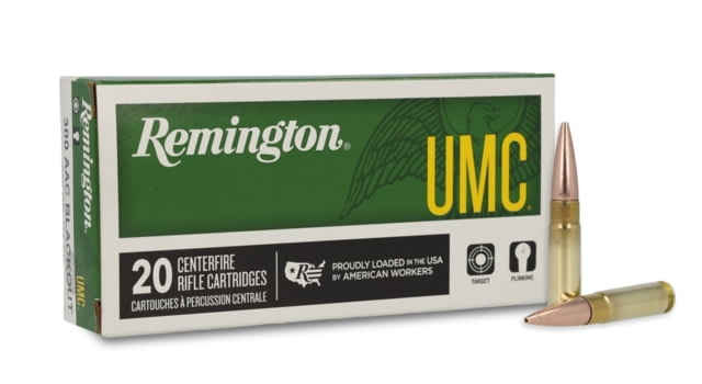 ington UMC Rifle .300 AAC Blackout 220 Grain Open Tip Flat Base Centerfire Rifle 20 Rounds Ammo