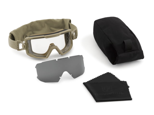 Revision Merlinhawk Goggle System Essential Kit Tan 499 Frame Clear and Smoke lenses Regular - Revision