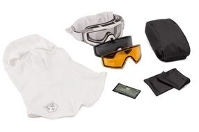 Revision Snowhawk Deluxe Goggle System w/ Clear Solar Vermillion High-Contrast Lenses White Frame - Revision