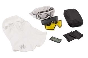 Revision Snowhawk Deluxe Goggle System w/ Clear Solar Yellow High-Contrast Lenses White Frame - Revision