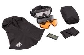 Revision Snowhawk Deluxe Goggle System w/ Clear Solar Vermillion High-Contrast Lenses Black Frame - Revision