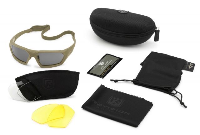 Revision Unisex Shadowstrike Ballistic Sunglass Deluxe Tan w/ Clear Solar Yellow Lenses - Revision