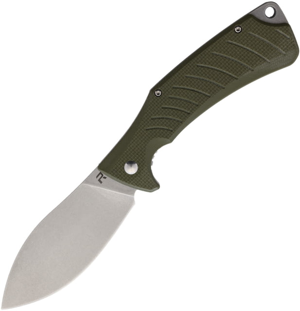 Revo Ness Linerlock Folding Knife 3.5" stonewash finish D2 tool steel Nessmuk style OD green G10 handle - Revo Knives