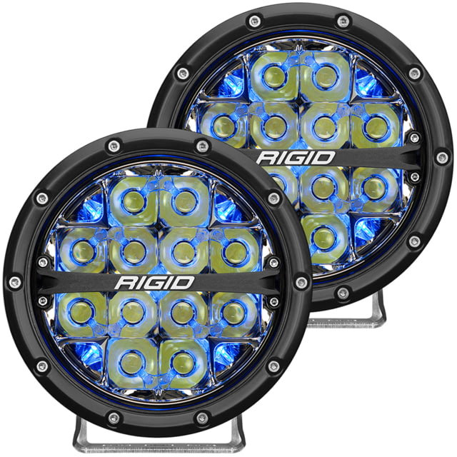Rigid Industries 360 Series LED Off-Road Fog Light Drive Beam w/ Backlight / Black Housing Blue 6in