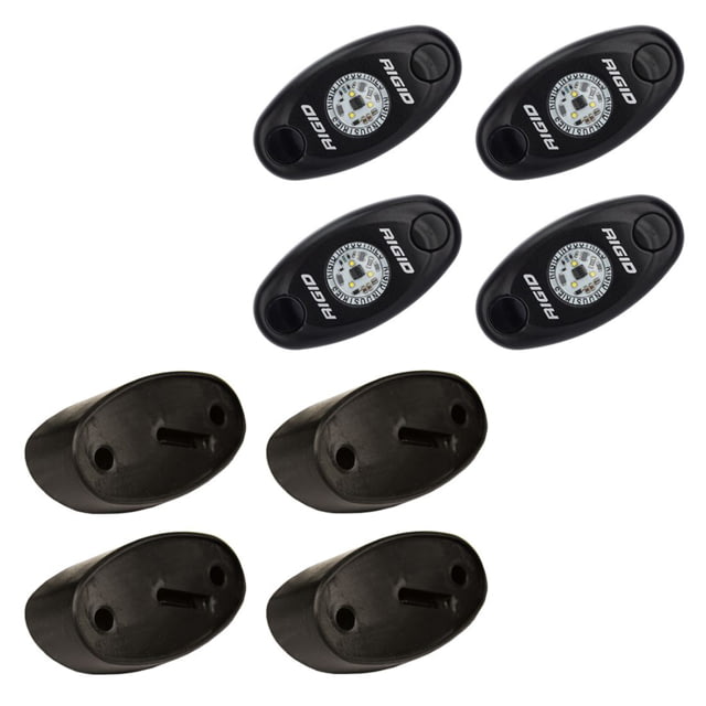 Rigid Industries A-Series Rock Light Kit Blue Set w/ 4 Lights / Black Housing Blue