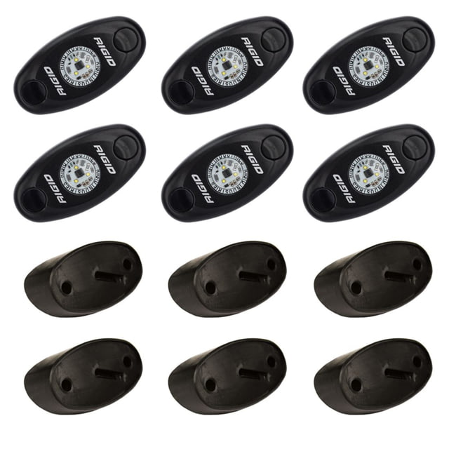 Rigid Industries A-Series Rock Light Kit Blue Set w/ 6 Lights / Black Housing Blue