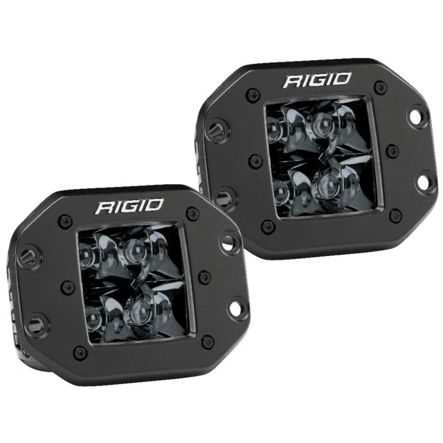 Rigid Industries Midnight Edition D-Series PRO Flush Mount Spot LED Light, Pair, Black, 212213BLK