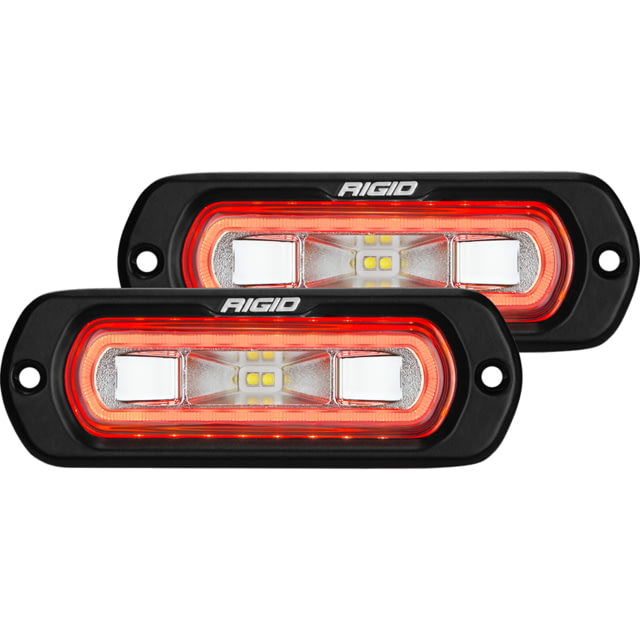 Rigid Industries SR-L Series LED Flush Mount Spreader Light w/ Black Housing, Red Halo, 53222