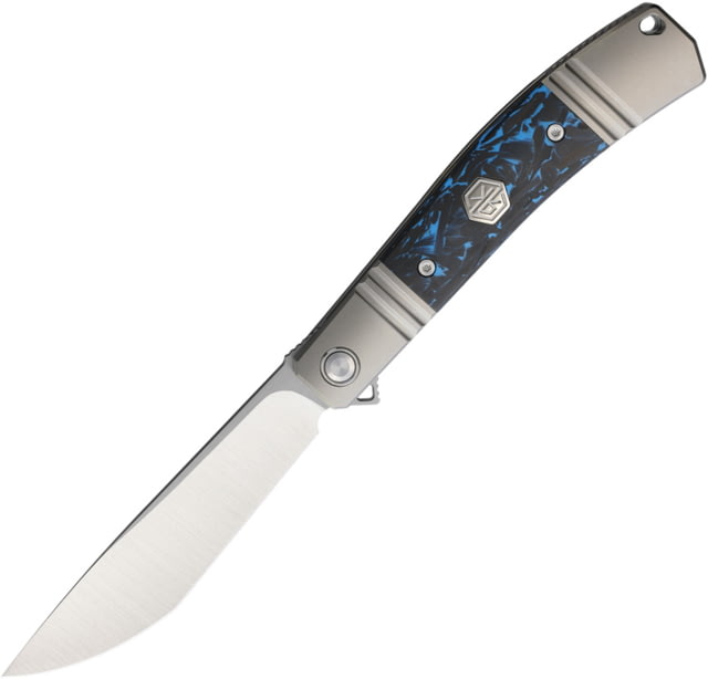 Rike Knife Framelock Gray Blue CF R - Rike Knife