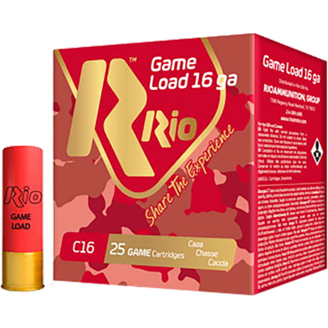  Ammunition Game Load 16 Gauge 1 Oz 2 3/4 In Centerfire Shotgun 25 Rounds Ammo