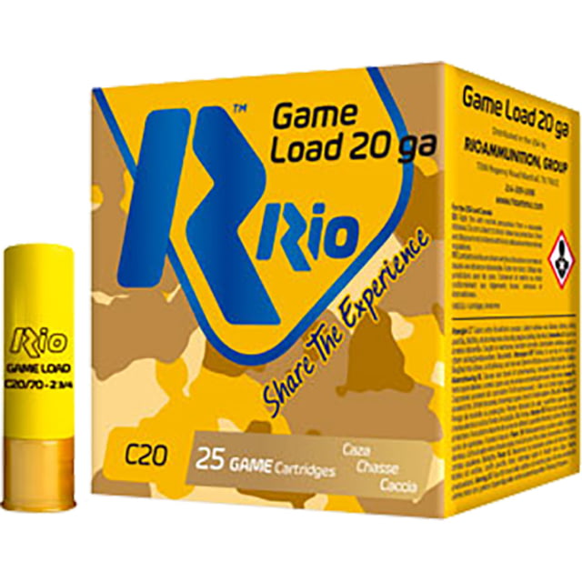 Ammunition Game Load 20 Gauge 1 Oz 2 3/4 In Centerfire Shotgun 25 Rounds Ammo