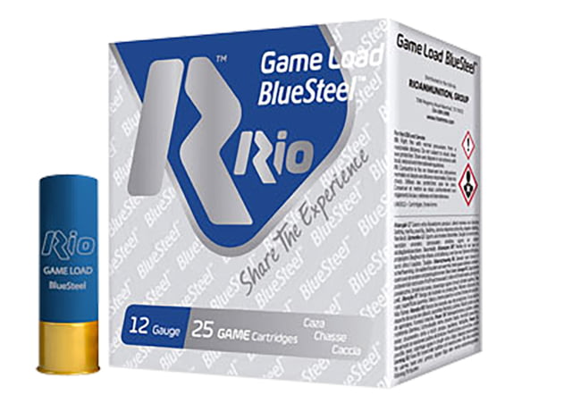 RIO Ammunition Game Load BlueSteel 12 Gauge 2.75in 1 1/8 Oz 5 Shot 25 Per Box/ 10 Cs Ammunition Game Load BlueSteel 12 Gauge 2.75in 1 1/8 Oz 5 Shot 25 Per Box/ 10 Cs Ammo