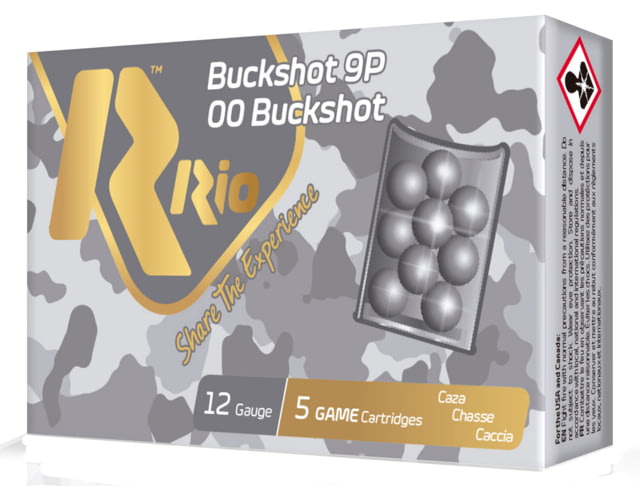 RIO Ammunition Royal Buck 12 Gauge 2.75in 9 Pellets Centerfire Shotgun Buckshot Ammo 5 Rounds Ammunition Royal Buck 12 Gauge 2.75in 9 Pellets Centerfire Shotgun Buckshot 5 Rounds Ammo