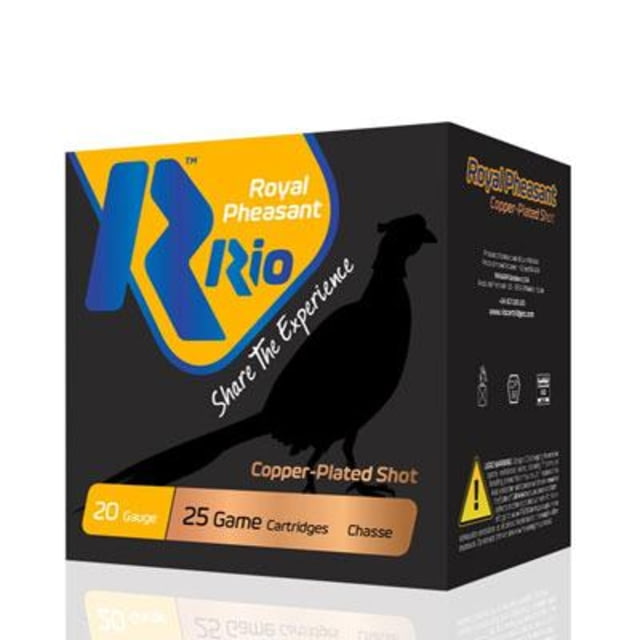  Ammunition Royal Pheasant Copper 20ga 2-3/4in 1OZ Size 6 1250FPS 25RD Ammo