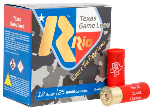  Ammunition Texas Game Load High Velocity 12 Gauge 2.75in 1 1/4 Oz 8 Shot Centerfire Shotgun 25 Rounds Ammo