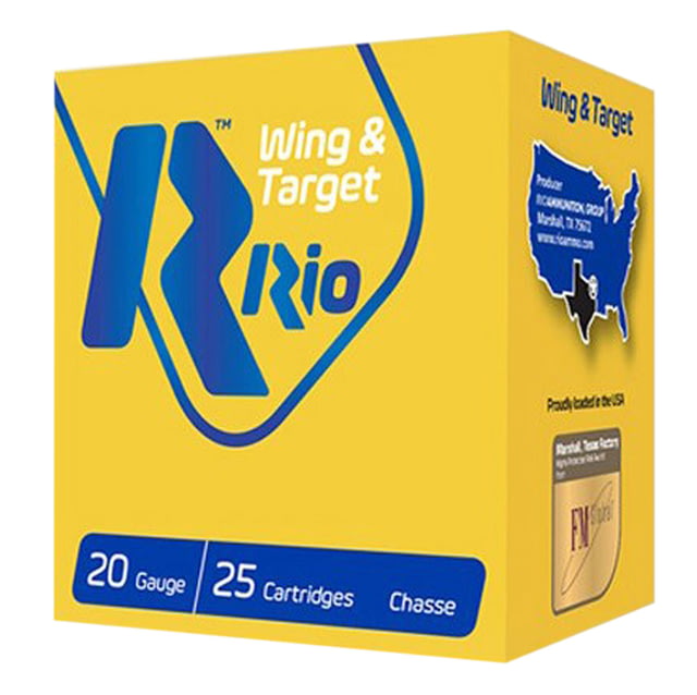  Ammunition Wing & Target 20 Gauge 2.75 7/8 Oz 7.5 Shot 25 Bx/ 10 Cs Ammo