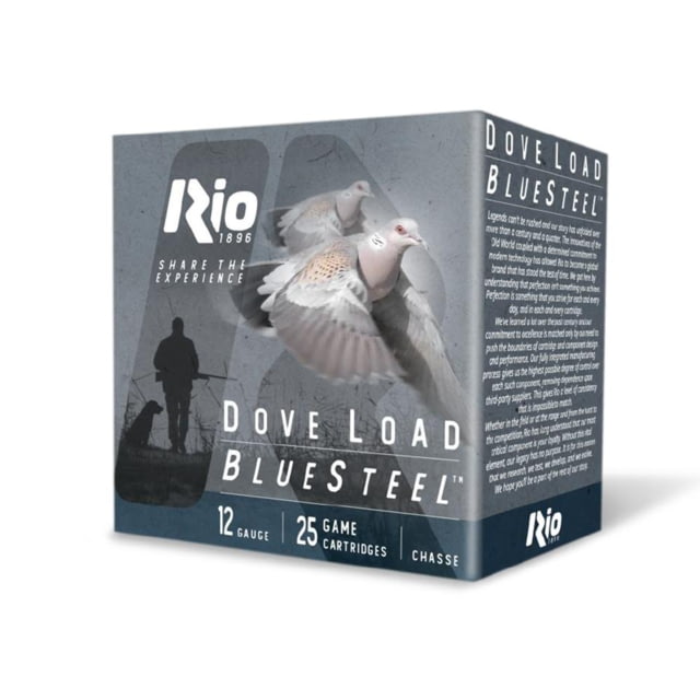 Rio Outdoors Corp Rio Bluesteel Dove Load Shotshells 12ga 2-3/4 1-1/8oz 1350fps #6 25/ct Outdoors Corp Rio Bluesteel Dove Load Shotshells 12ga 2-3/4 1-1/8oz 1350fps #6 25/ct Ammo