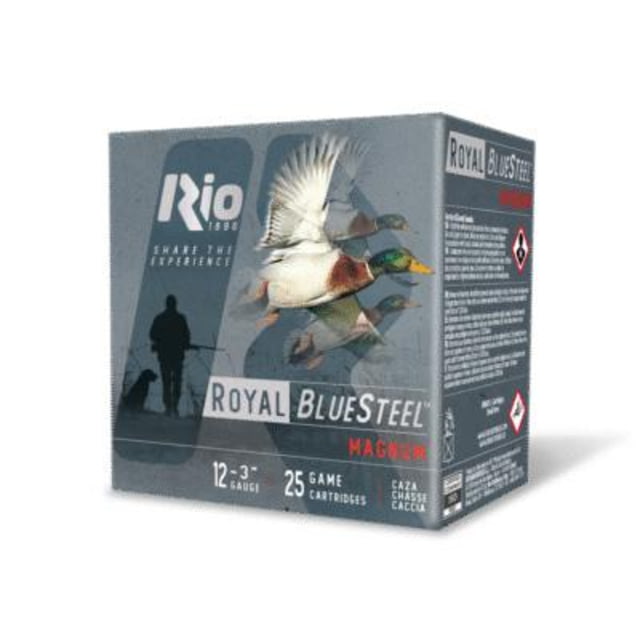 Rio Outdoors Corp Rio Royal BlueSteel Magnum High Velocity Shotshell 12ga 3 1-1/5oz 1450 Fps #4 25/ct Outdoors Corp Rio Royal BlueSteel Magnum High Velocity Shotshell 12ga 3 1-1/5oz 1450 Fps #4 25/ct Ammo