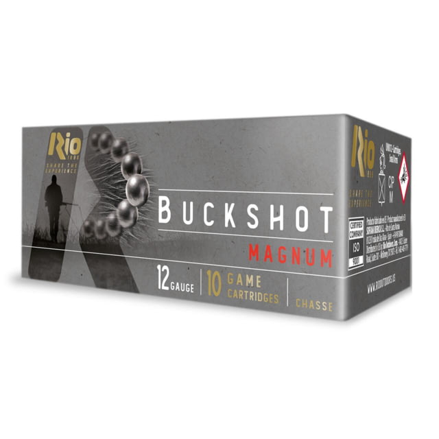 Rio Outdoors Corp Rio Royal Buck 15P 3 Magnum Buck Shotshells 12ga 3" 15plts 1200fps #00 10/ct