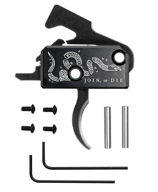 Rise Armament AR-15/AR-10 RA-140 Join or Die Special-Edition Super Sporting Trigger, Curved, RA-140-JOD