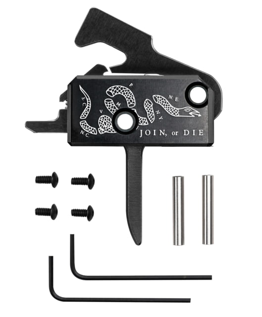 Rise Armament AR-15/AR-10 RA-140 Join or Die Special-Edition Super Sporting Trigger, Flat, RA-140F-JOD